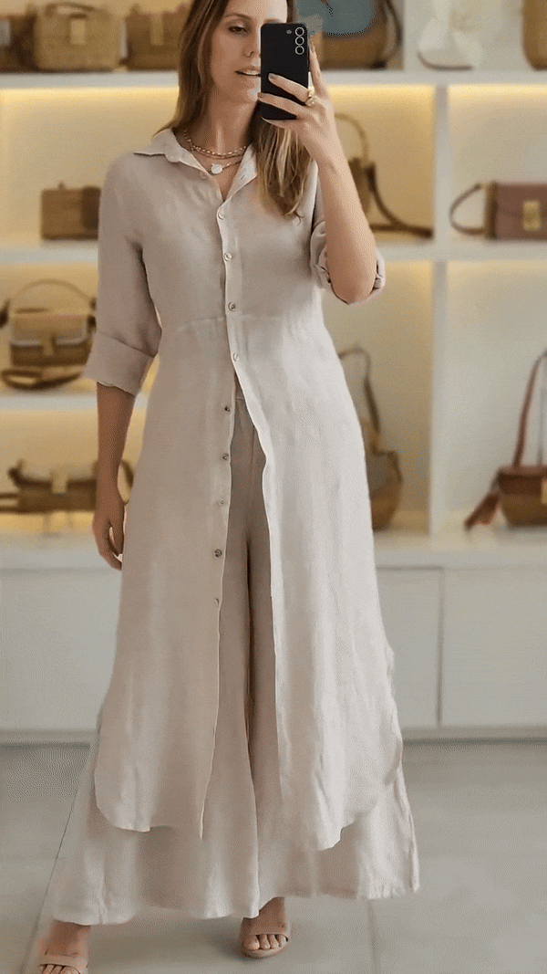 Hør Sæt Dame Elegant Komfort Sommerstil
