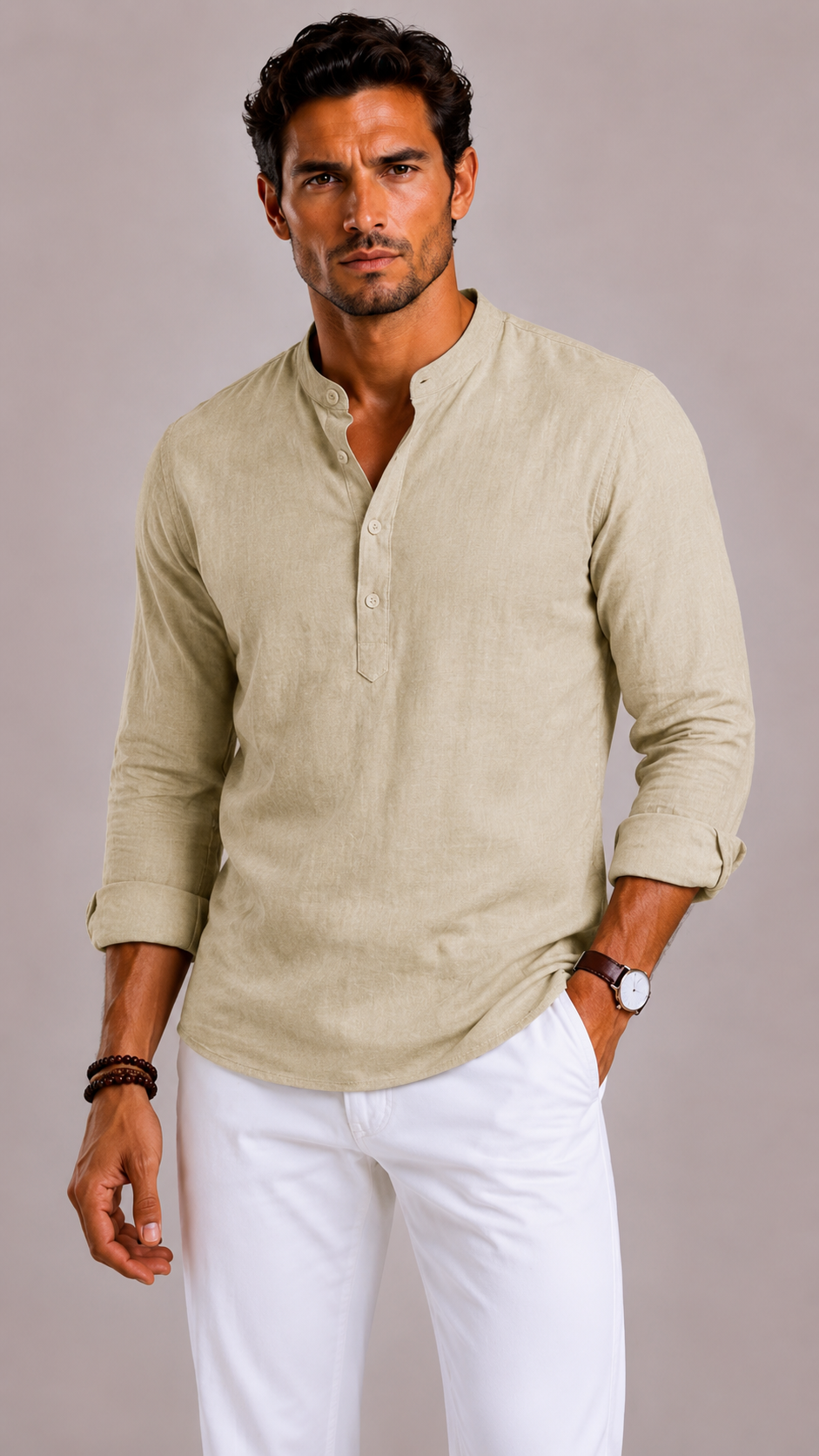 Camicia Uomo con Collo Coreano
