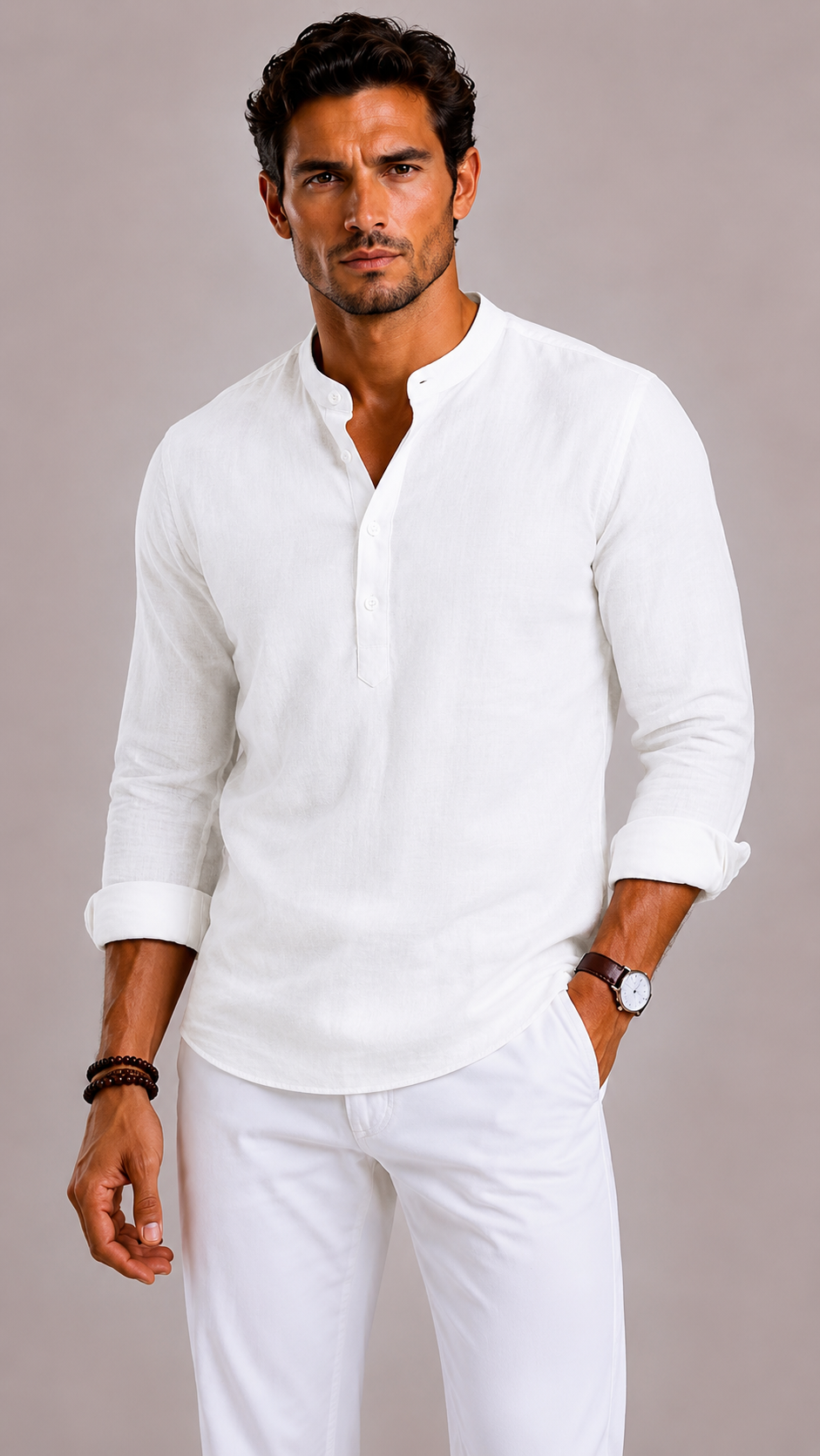 Camicia Uomo con Collo Coreano
