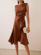 Abito Midi Donna Drappeggiato Asimmetrico ANFINITE