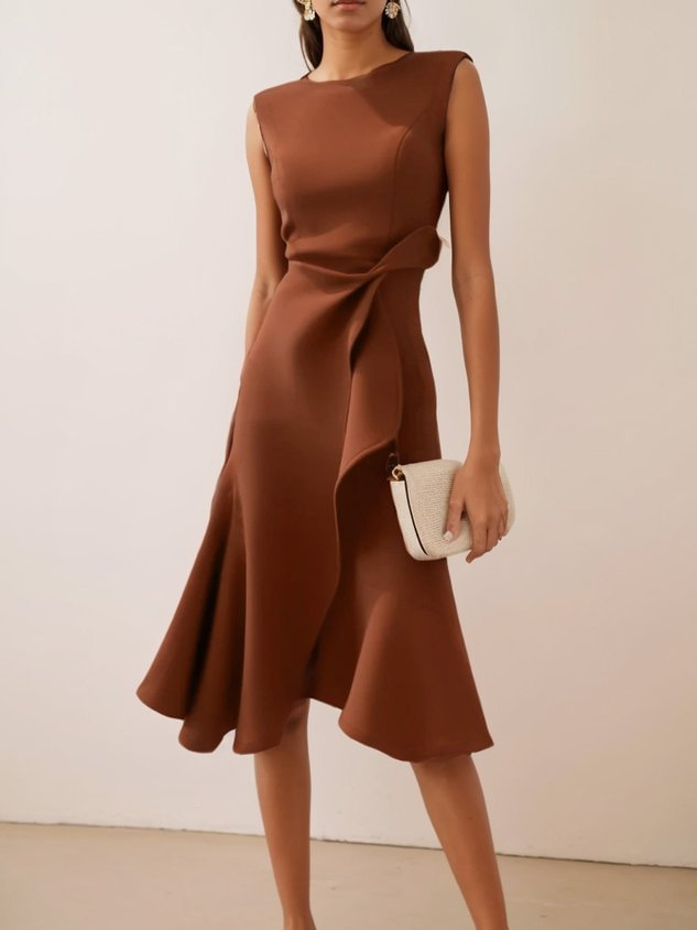 Abito Midi Donna Drappeggiato Asimmetrico ANFINITE