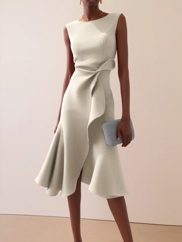 Abito Midi Donna Drappeggiato Asimmetrico ANFINITE