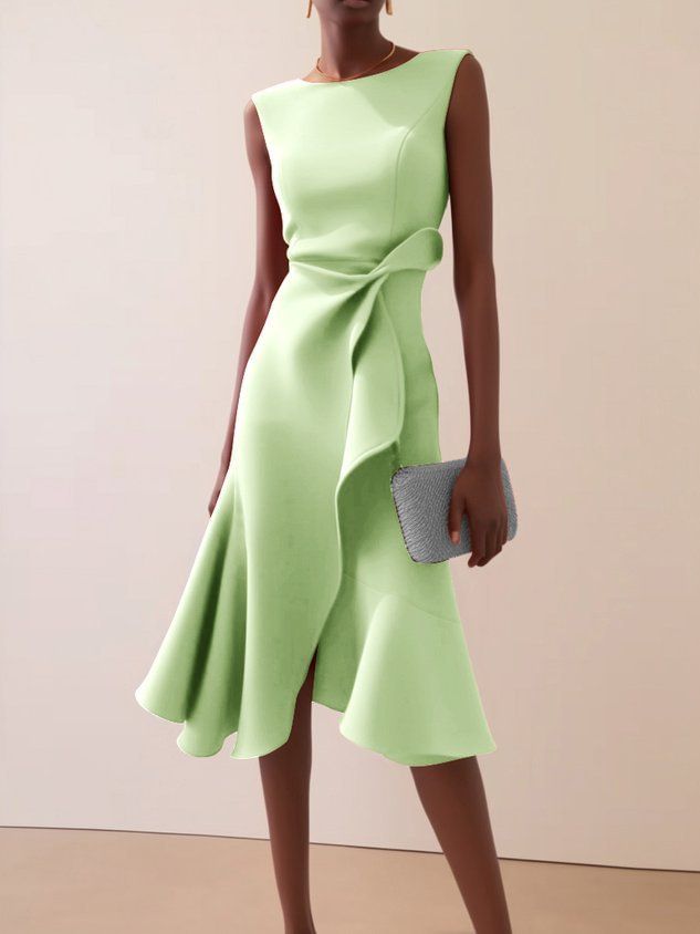 Abito Midi Donna Drappeggiato Asimmetrico ANFINITE