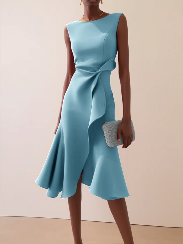 Abito Midi Donna Drappeggiato Asimmetrico ANFINITE