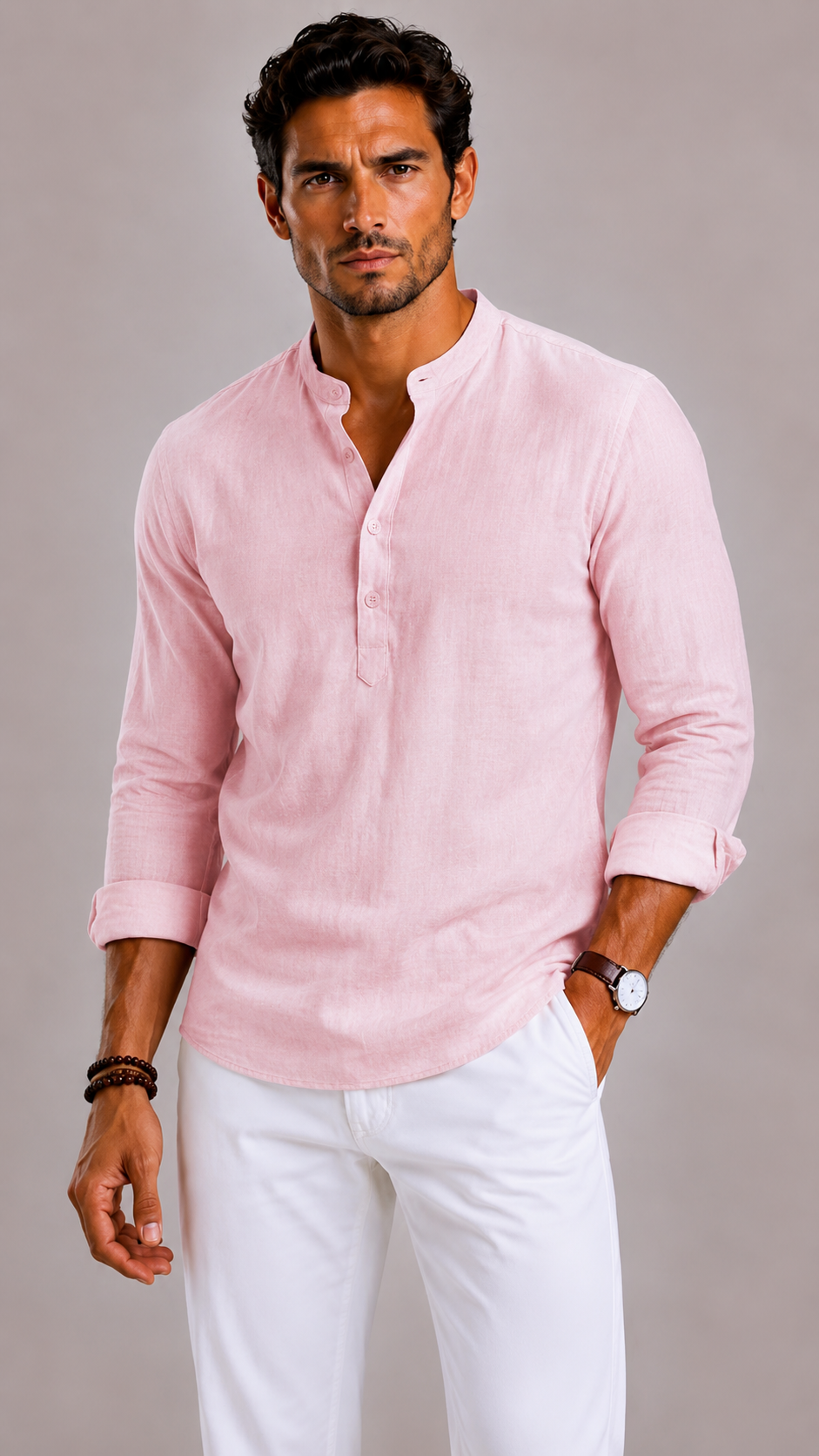Camicia Uomo con Collo Coreano