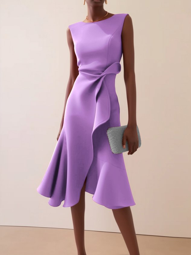 Abito Midi Donna Drappeggiato Asimmetrico ANFINITE
