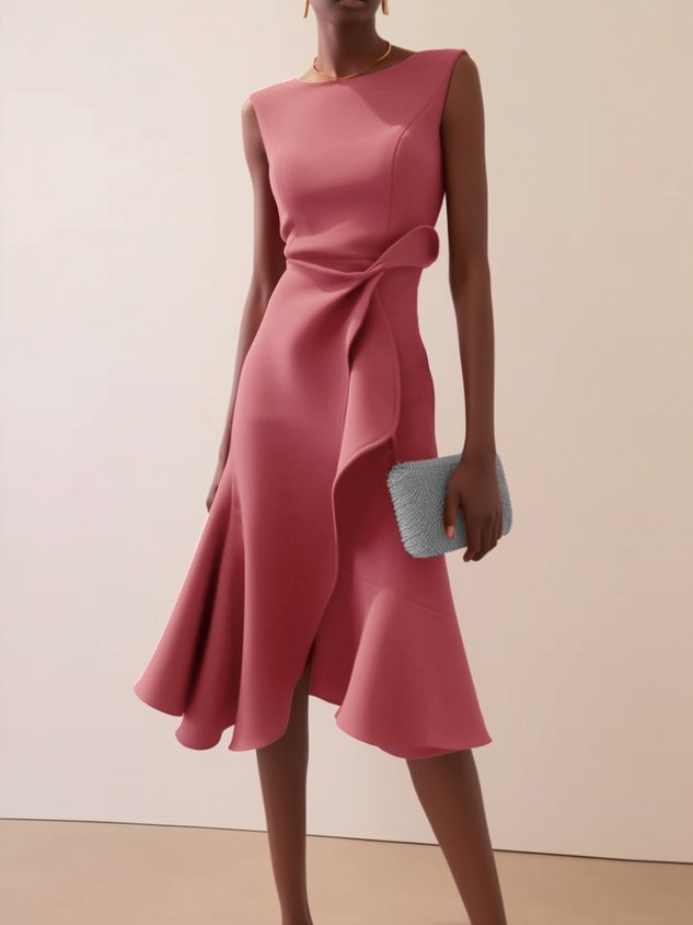 Abito Midi Donna Drappeggiato Asimmetrico ANFINITE
