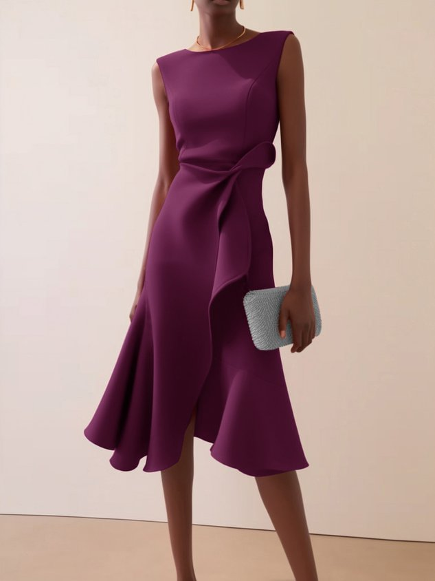 Abito Midi Donna Drappeggiato Asimmetrico ANFINITE