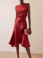 Abito Midi Donna Drappeggiato Asimmetrico ANFINITE