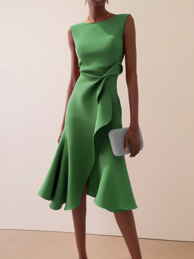 Abito Midi Donna Drappeggiato Asimmetrico ANFINITE