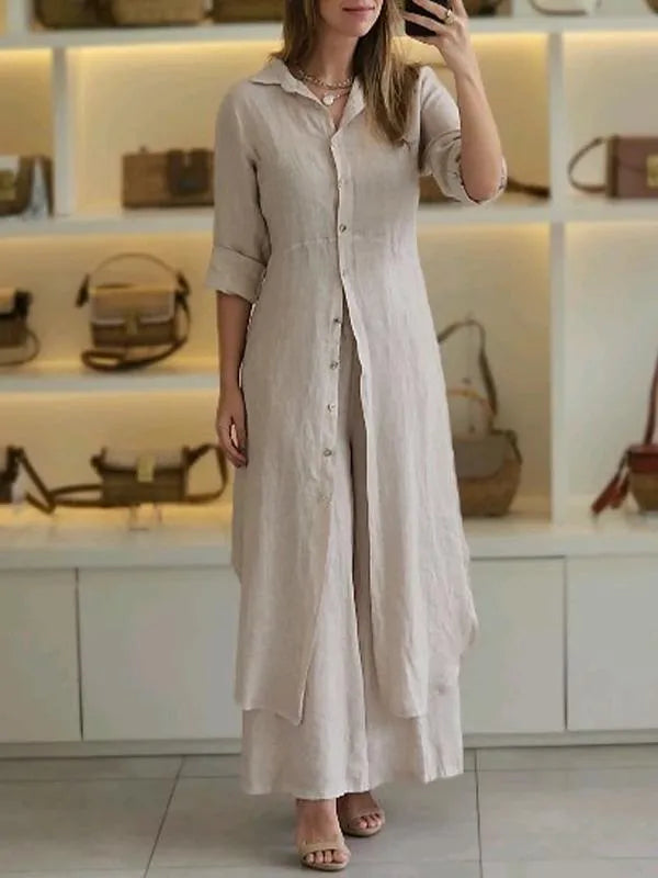 Hør Sæt Dame Elegant Komfort Sommerstil