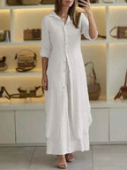 Set di Lino Donna Elegante Comfort Stile Estivo
