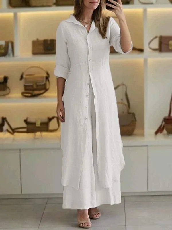 Set di Lino Donna Elegante Comfort Stile Estivo