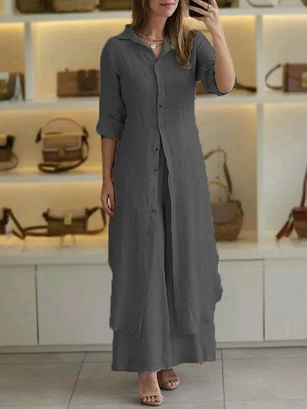Hør Sæt Dame Elegant Komfort Sommerstil