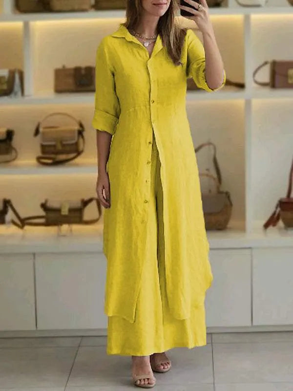 Hør Sæt Dame Elegant Komfort Sommerstil
