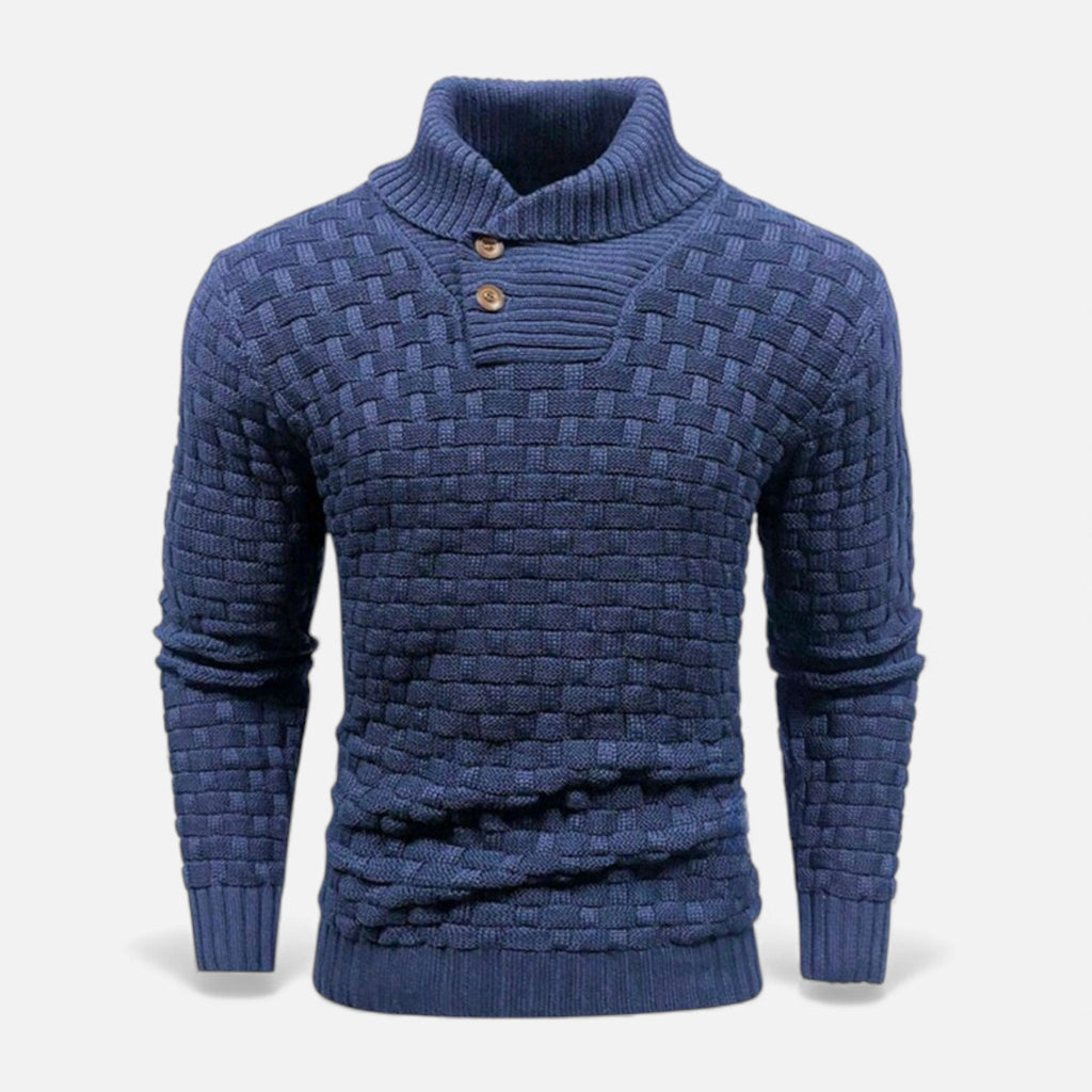 Dolcevita Uomo Slim Fit in Maglia con Dettaglio Bottoni