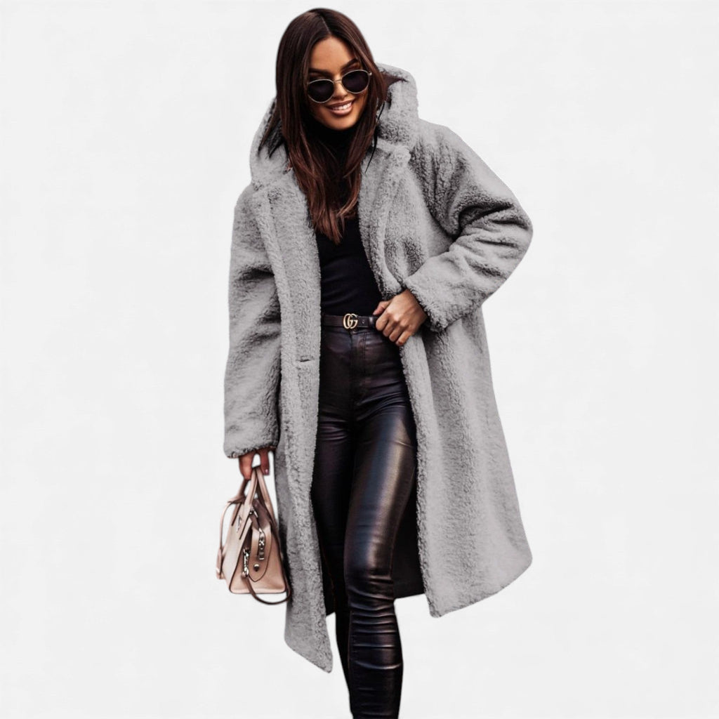 Cappotto Lungo Donna in Morbido Teddy Fleece