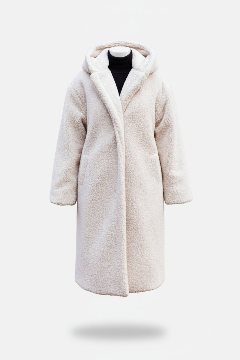 Cappotto Lungo Donna in Morbido Teddy Fleece