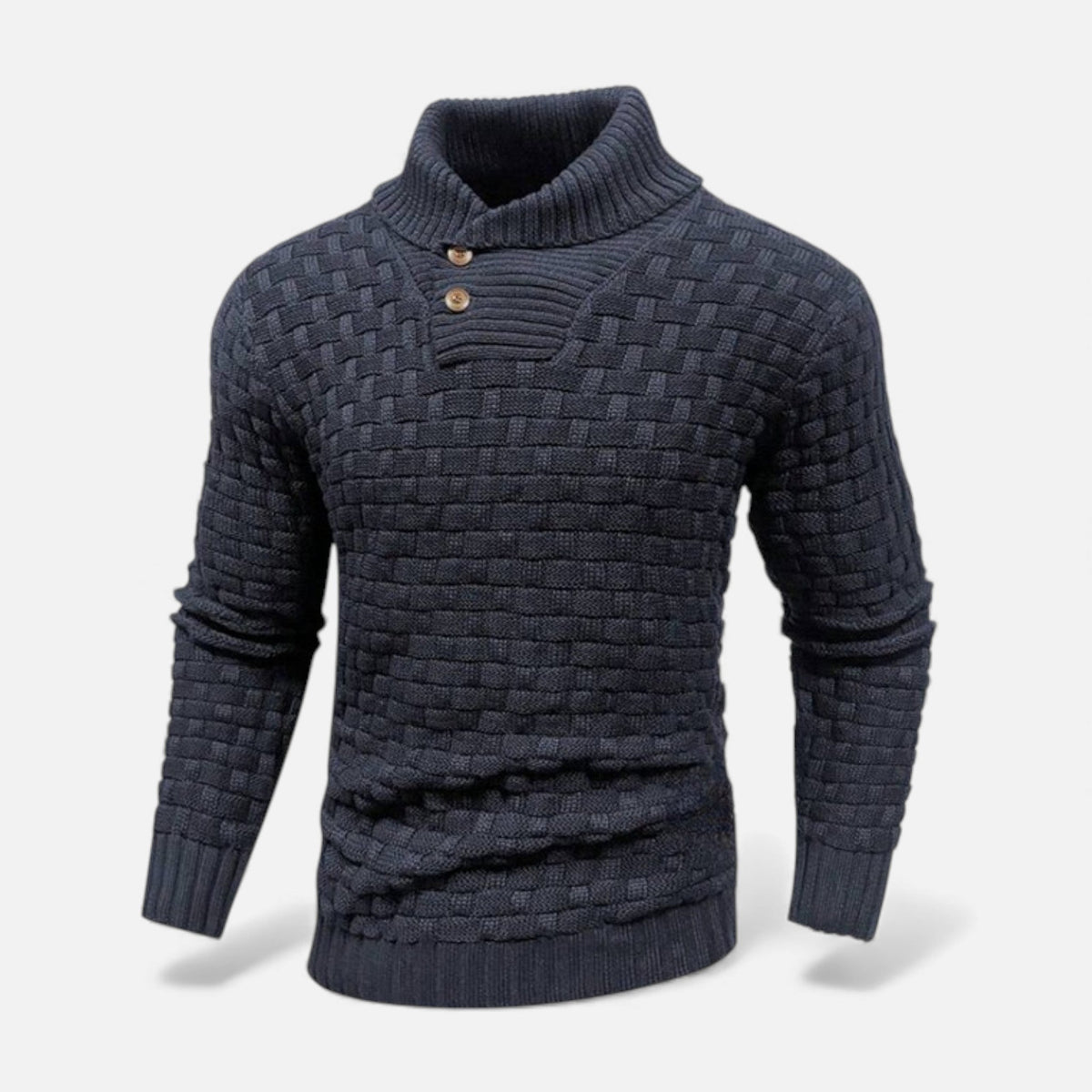 Dolcevita Uomo Slim Fit in Maglia con Dettaglio Bottoni