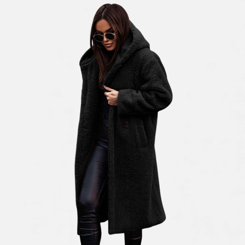 Cappotto Lungo Donna in Morbido Teddy Fleece