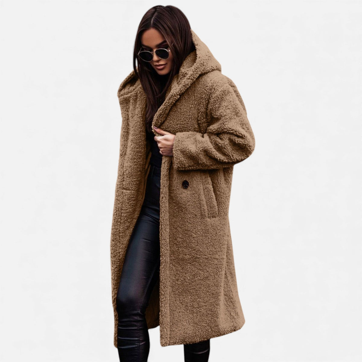 Cappotto Lungo Donna in Morbido Teddy Fleece