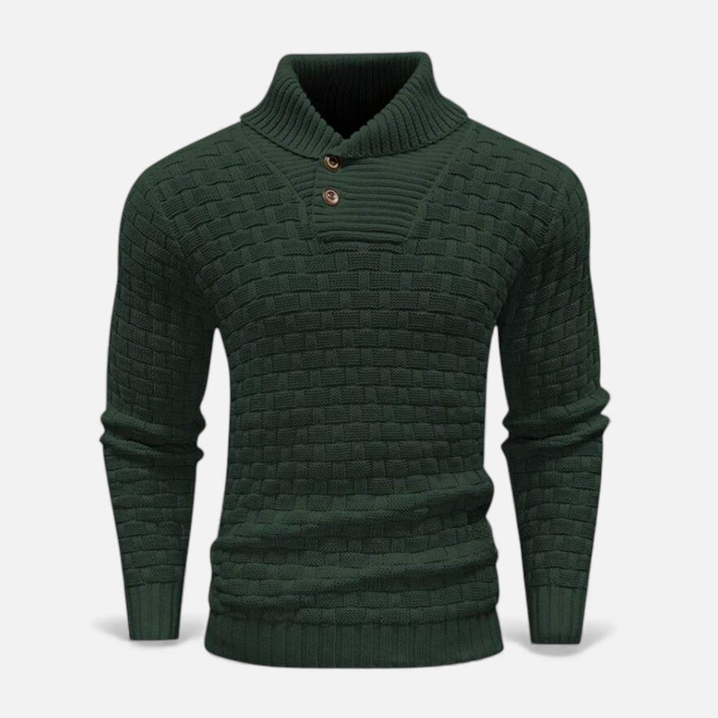 Dolcevita Uomo Slim Fit in Maglia con Dettaglio Bottoni