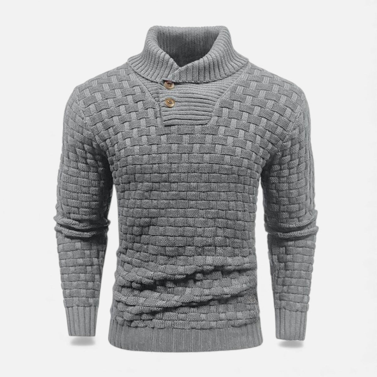 Dolcevita Uomo Slim Fit in Maglia con Dettaglio Bottoni