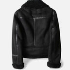 Giacca Biker Donna in Camoscio con Revers in Lana d’Agnello