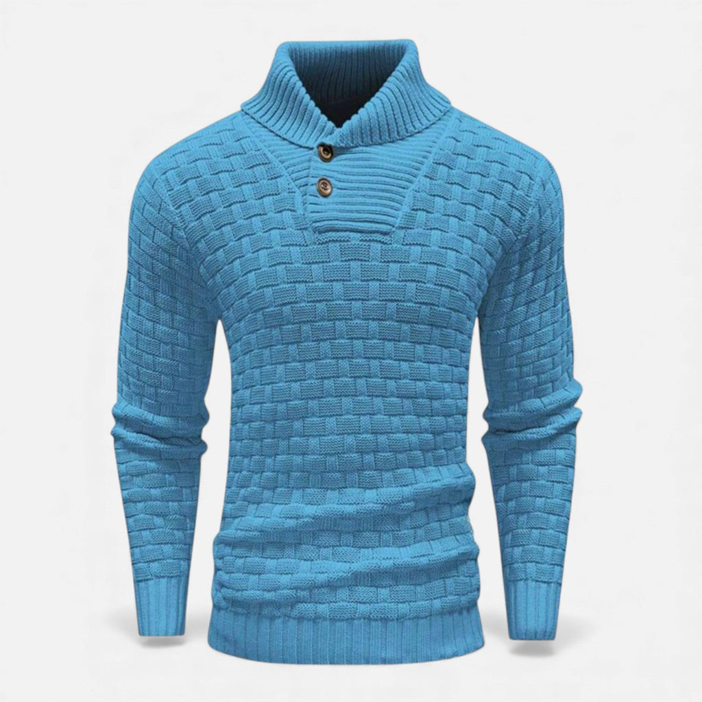 Dolcevita Uomo Slim Fit in Maglia con Dettaglio Bottoni