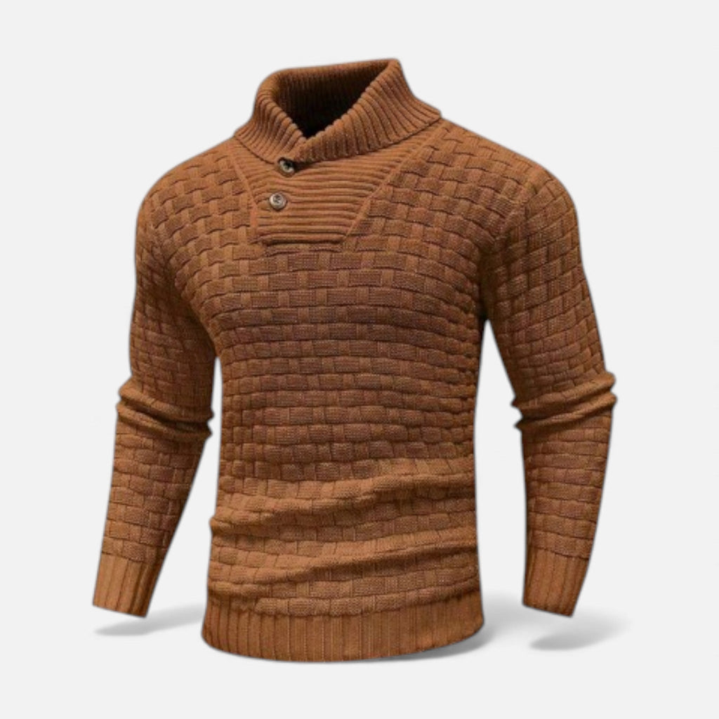 Dolcevita Uomo Slim Fit in Maglia con Dettaglio Bottoni