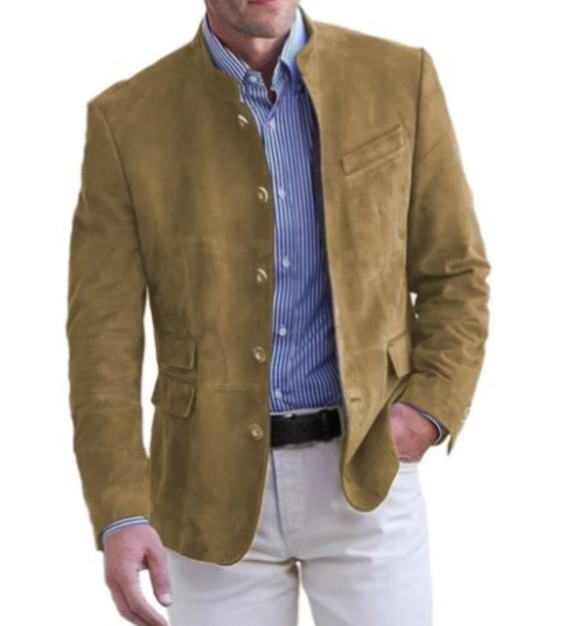Blazer de hombre entallado con cuello alto