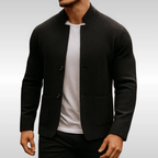 Cardigan Uomo in Maglia Strutturata con Collo Alto e Tasche Applicate – Stile Casual Elegante
