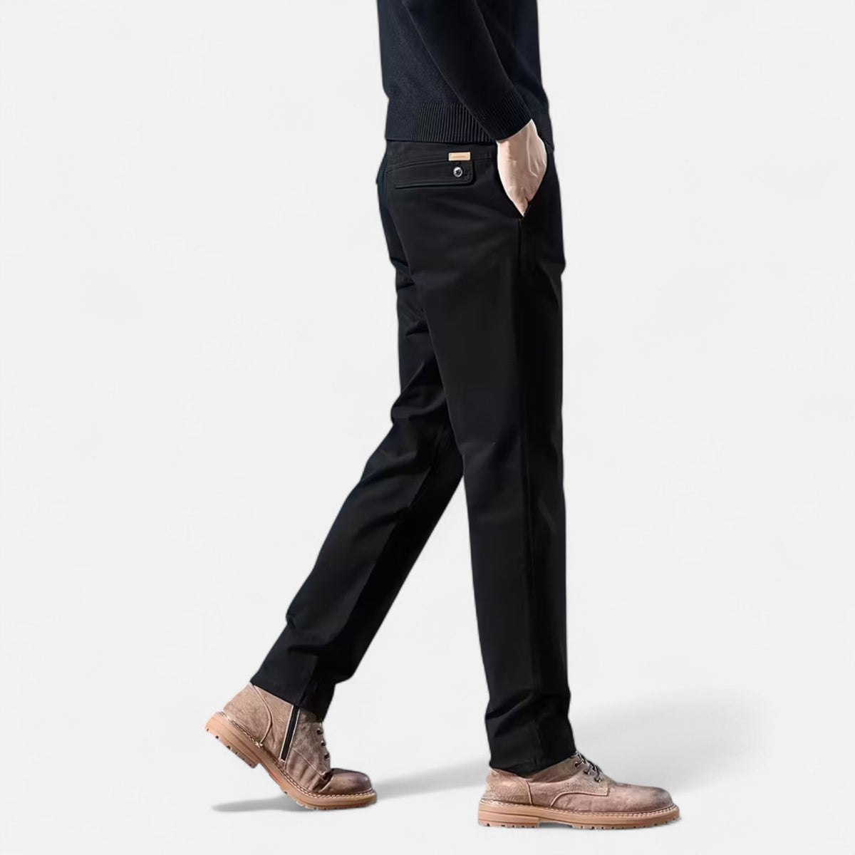 Pantalon élégant pour homme Valmonti en coton – Coupe droite et ajustée, style tailleur