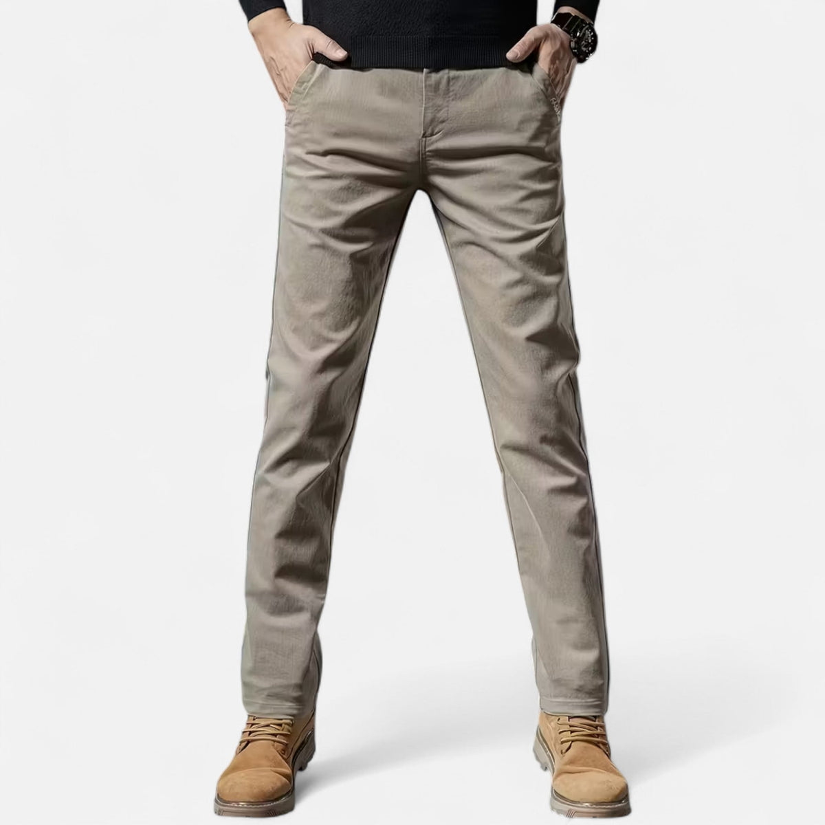Pantalon élégant pour homme Valmonti en coton – Coupe droite et ajustée, style tailleur