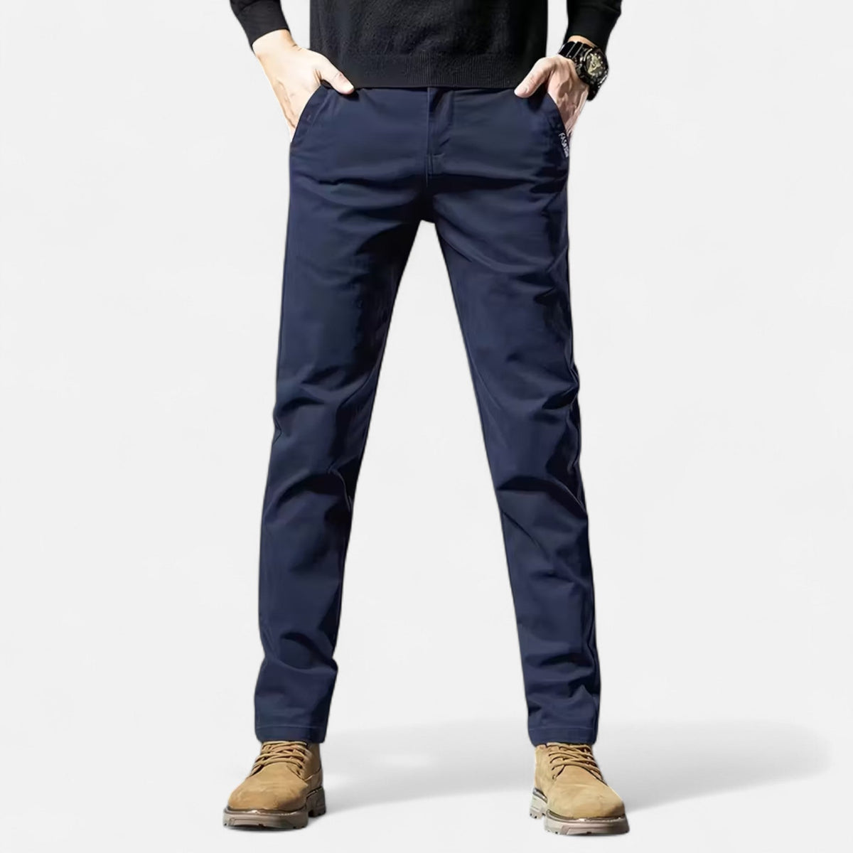 Pantalon élégant pour homme Valmonti en coton – Coupe droite et ajustée, style tailleur