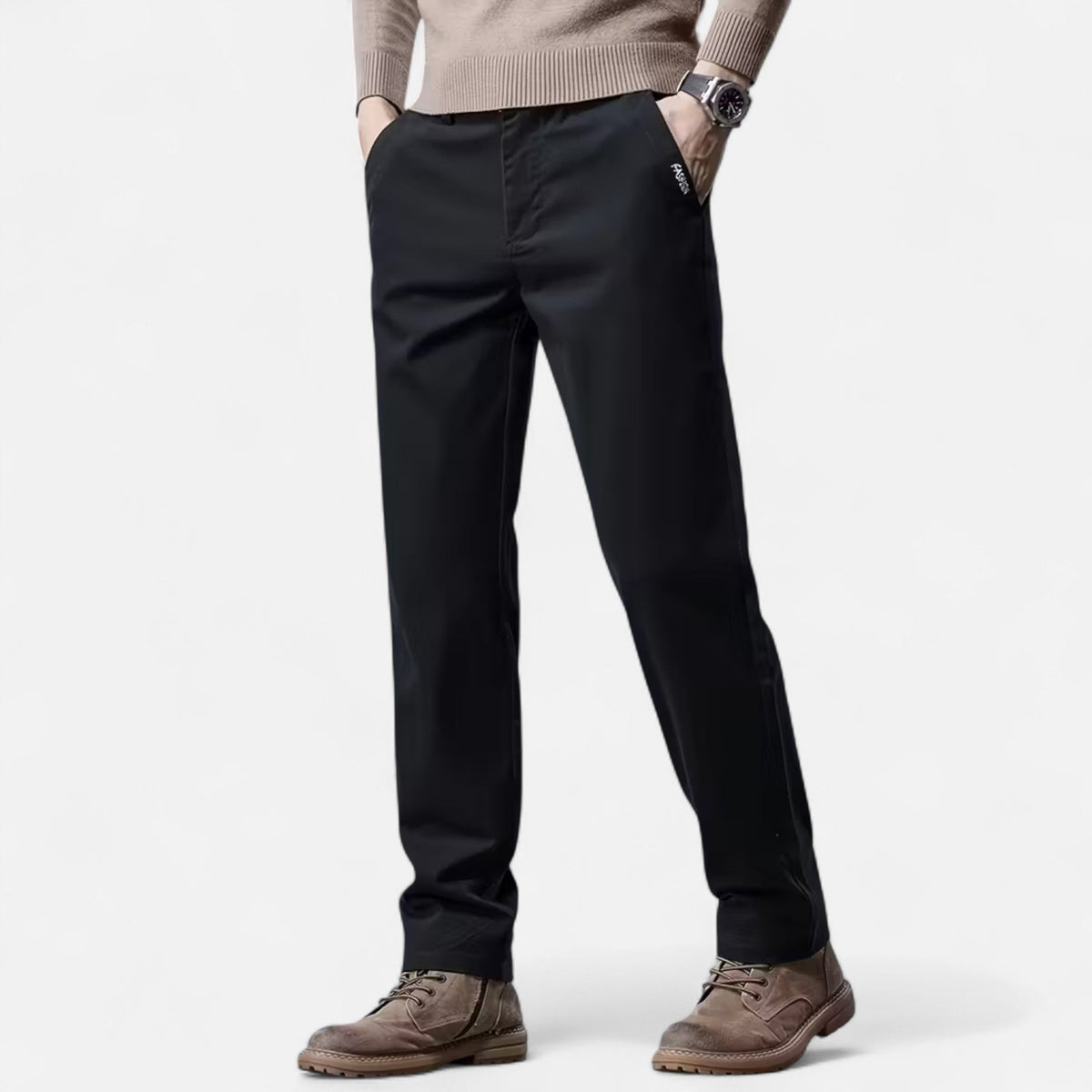 Pantalon élégant pour homme Valmonti en coton – Coupe droite et ajustée, style tailleur