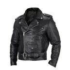 Veste biker homme en cuir avec fermeture éclair asymétrique - style motard avec ceinture