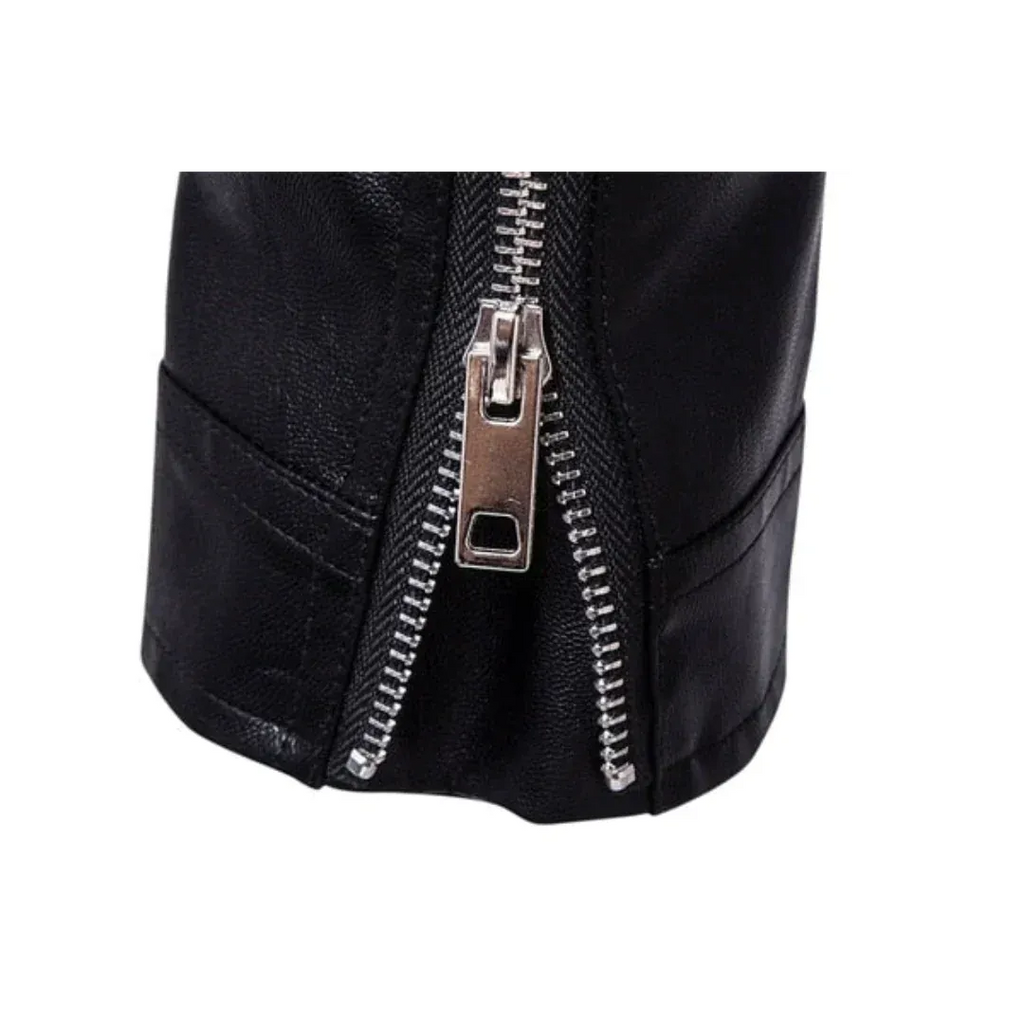 Veste biker homme en cuir avec fermeture éclair asymétrique - style motard avec ceinture