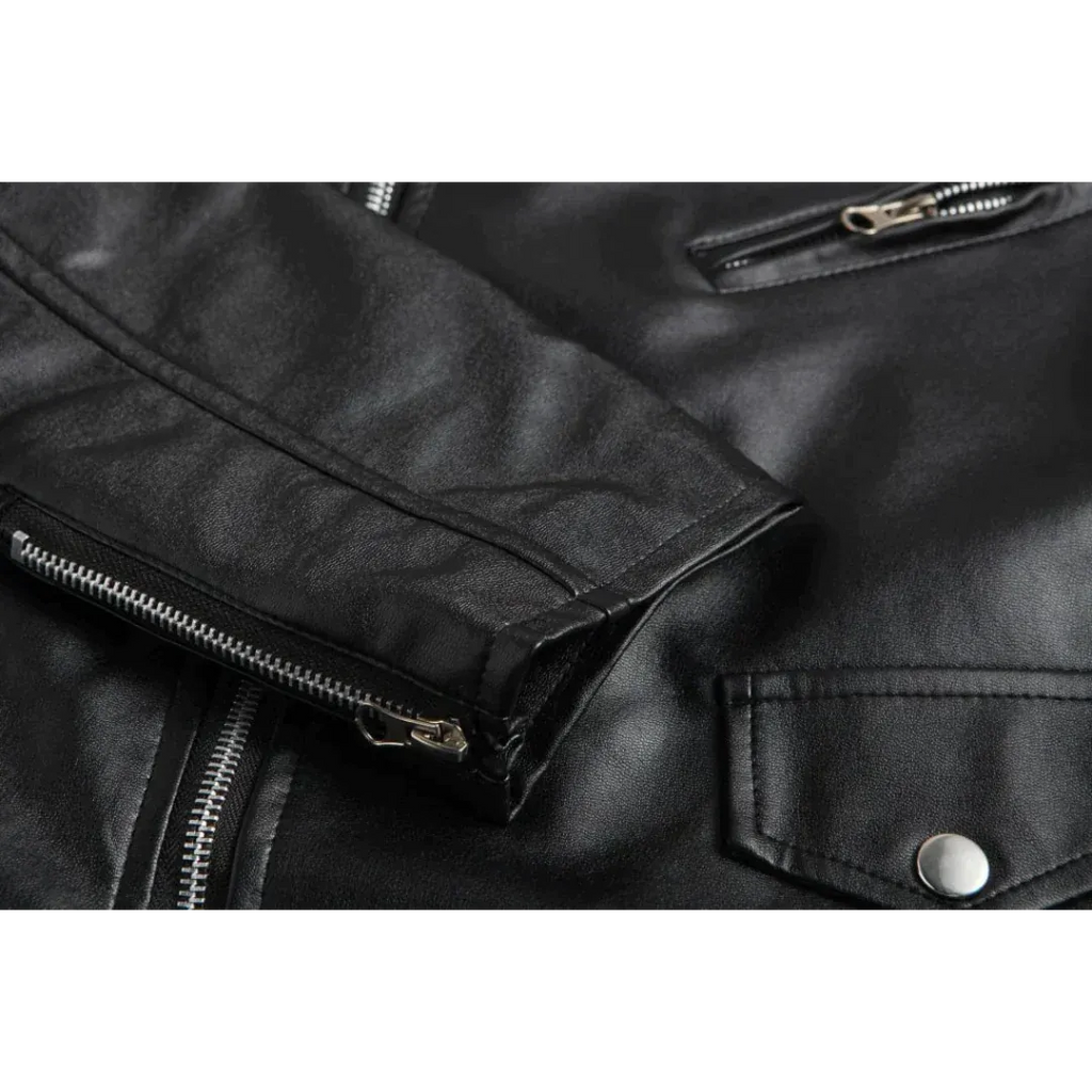 Veste biker homme en cuir avec fermeture éclair asymétrique - style motard avec ceinture