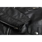 Veste biker homme en cuir avec fermeture éclair asymétrique - style motard avec ceinture
