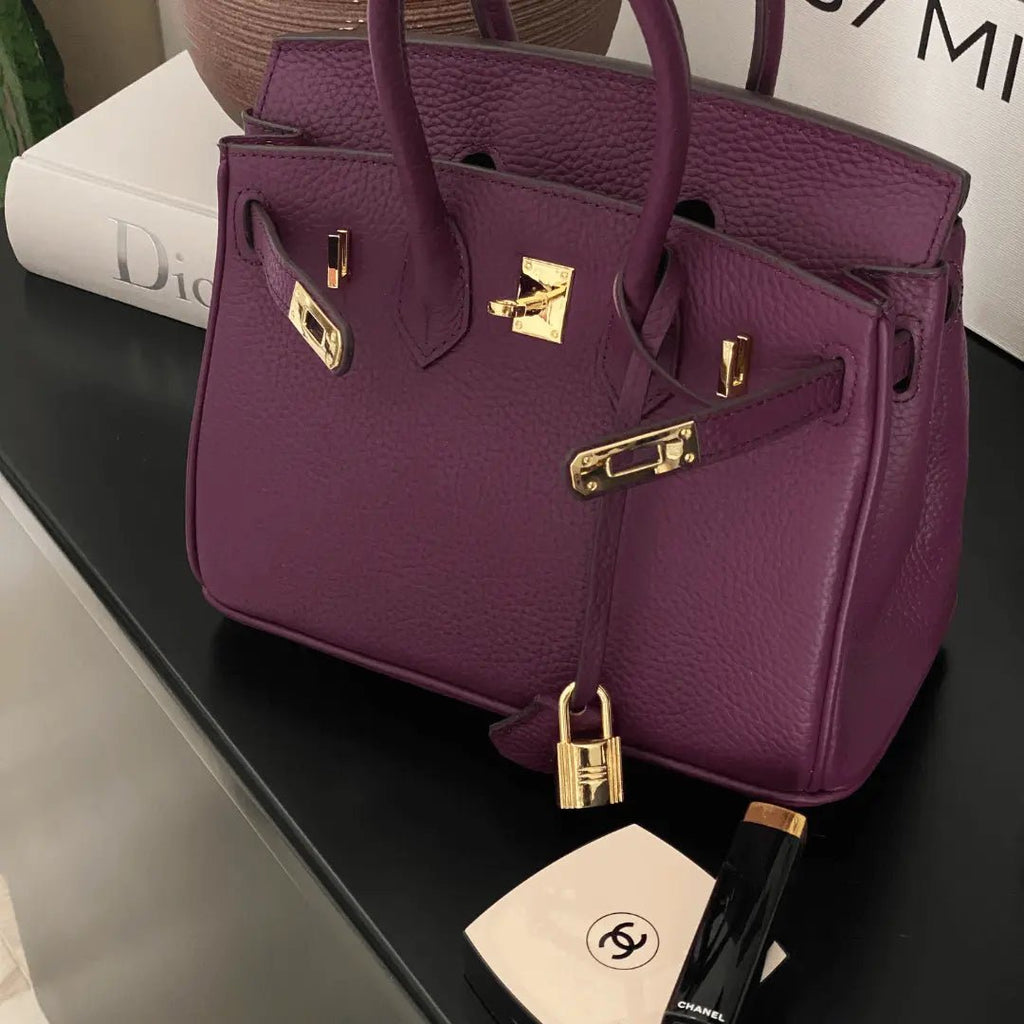 Borsa a Mano Donna in Vera Pelle Cognac
