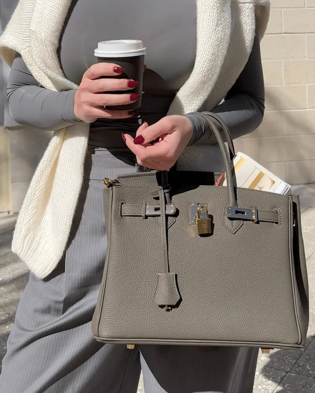 Borsa a Mano Donna in Vera Pelle Cognac
