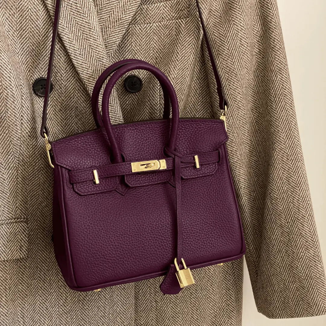 Borsa a Mano Donna in Vera Pelle Cognac