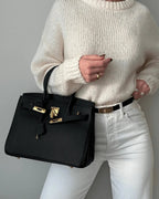 Borsa a Mano Donna in Vera Pelle Cognac