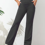 Pantalon de sport femme extensible à pattes d’éléphant – Confortable et moderne, de couleur unie