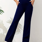Pantalon de sport femme extensible à pattes d’éléphant – Confortable et moderne, de couleur unie