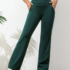 Pantalon de sport femme extensible à pattes d’éléphant – Confortable et moderne, de couleur unie