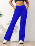 Pantalon de sport femme extensible à pattes d’éléphant – Confortable et moderne, de couleur unie