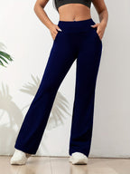 Pantalon de sport femme extensible à pattes d’éléphant – Confortable et moderne, de couleur unie