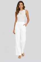 Pantaloni Donna Pull-On a Vita Alta con Gamba Ampia
